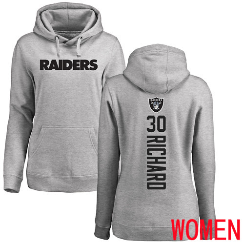 Oakland Raiders Ash Women Jalen Richard Backer NFL Football #30 Pullover Hoodie Sweatshirts->nfl t-shirts->Sports Accessory